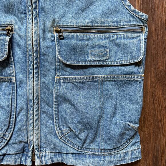 Lizwear Denim Utility Vest Blue Jean Workwear 100% Cotton Women’s Medium - Picture 7 of 10